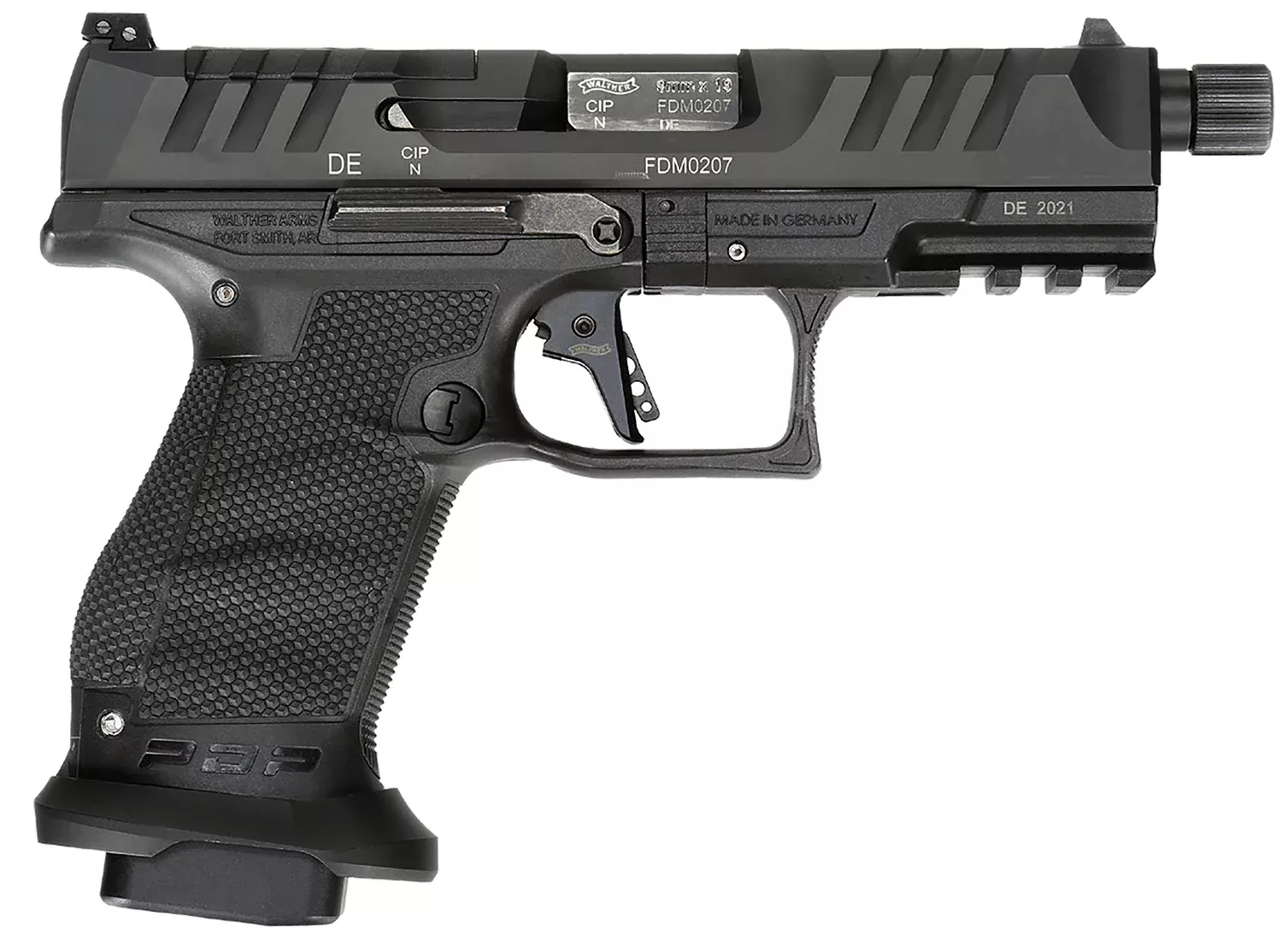 Walther Arms 2858151 PDP Compact Pro 9mm Luger 4.60″ 10+1 Threaded Barrel Flared Magwell Black Steel Slide with Front Serrations & Optics Cut Performance Duty Textured Black Polymer Grip