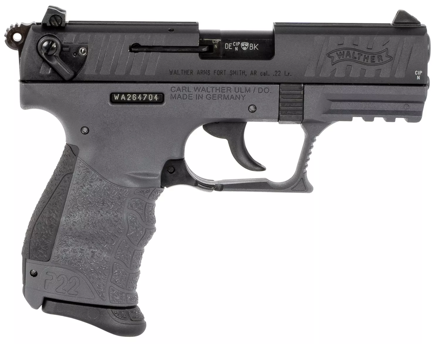 Walther Arms 5120765 P22 Q 22 LR 10+1 3.42" Black Steel/Threaded Barrel, Matte Black Tenifer Serrated/Steel Slide & Tungsten Gray Polymer Frame w/Picatinny Rail, Black Interchangeable Backstrap Grips