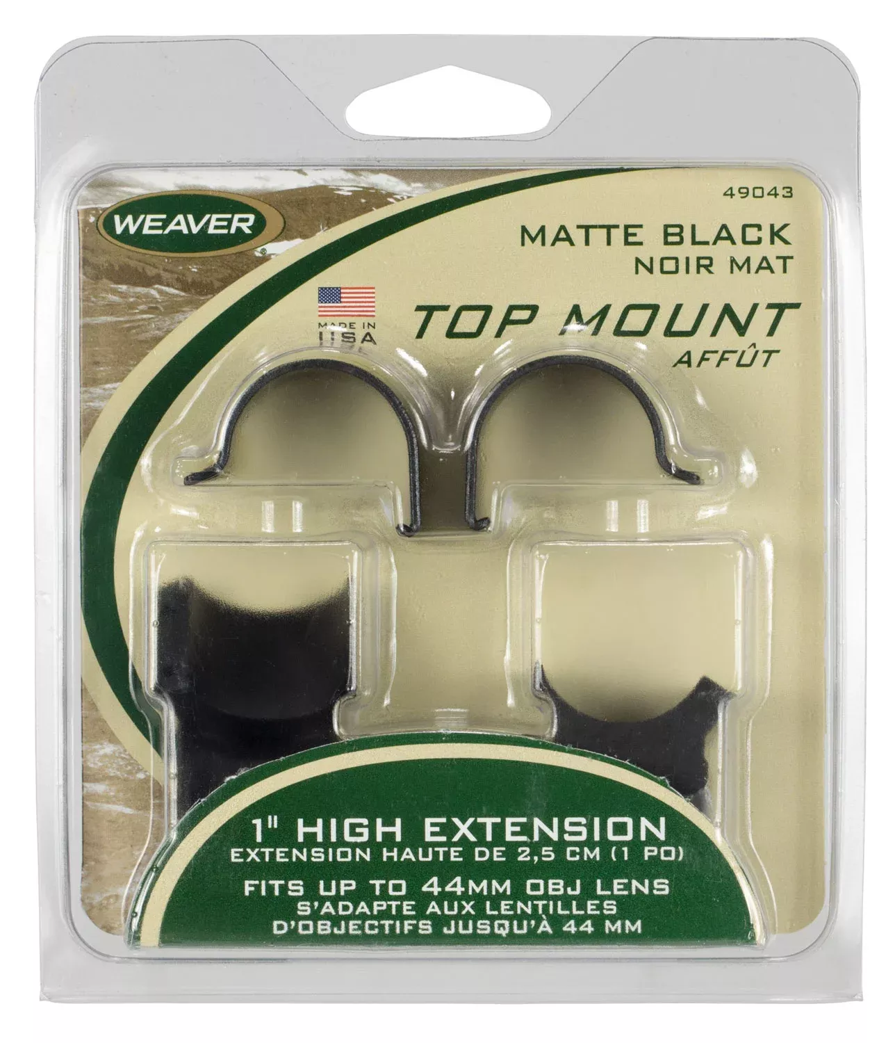 Weaver Mounts 49043 Detachable Extension Top Mount RingsMatte Black 1" Extra High