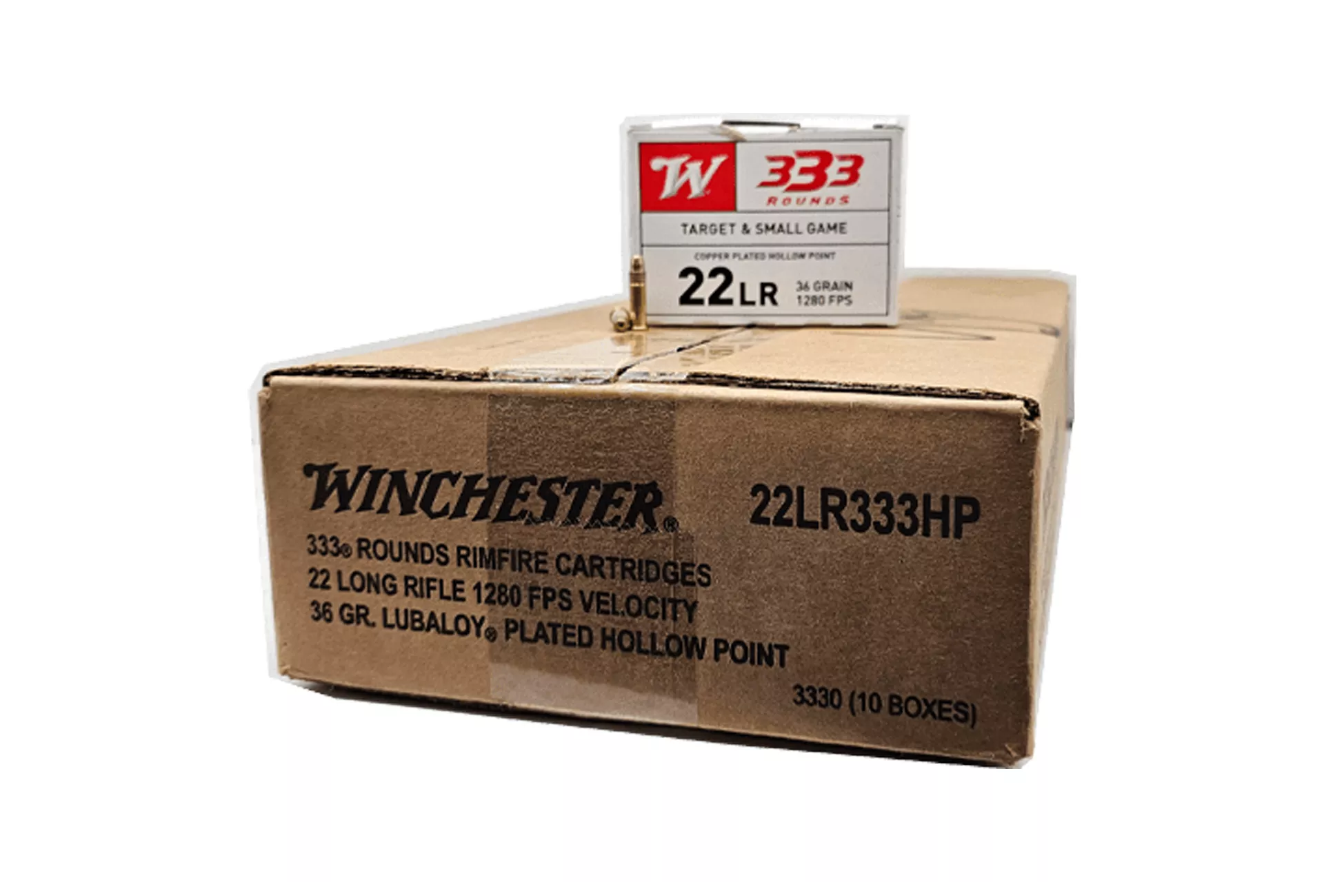 Winchester 22LR Ammo 36 Grain Hollow Point Copper Plated Rimfire Ammo – 3330 round case – 22LR333HP