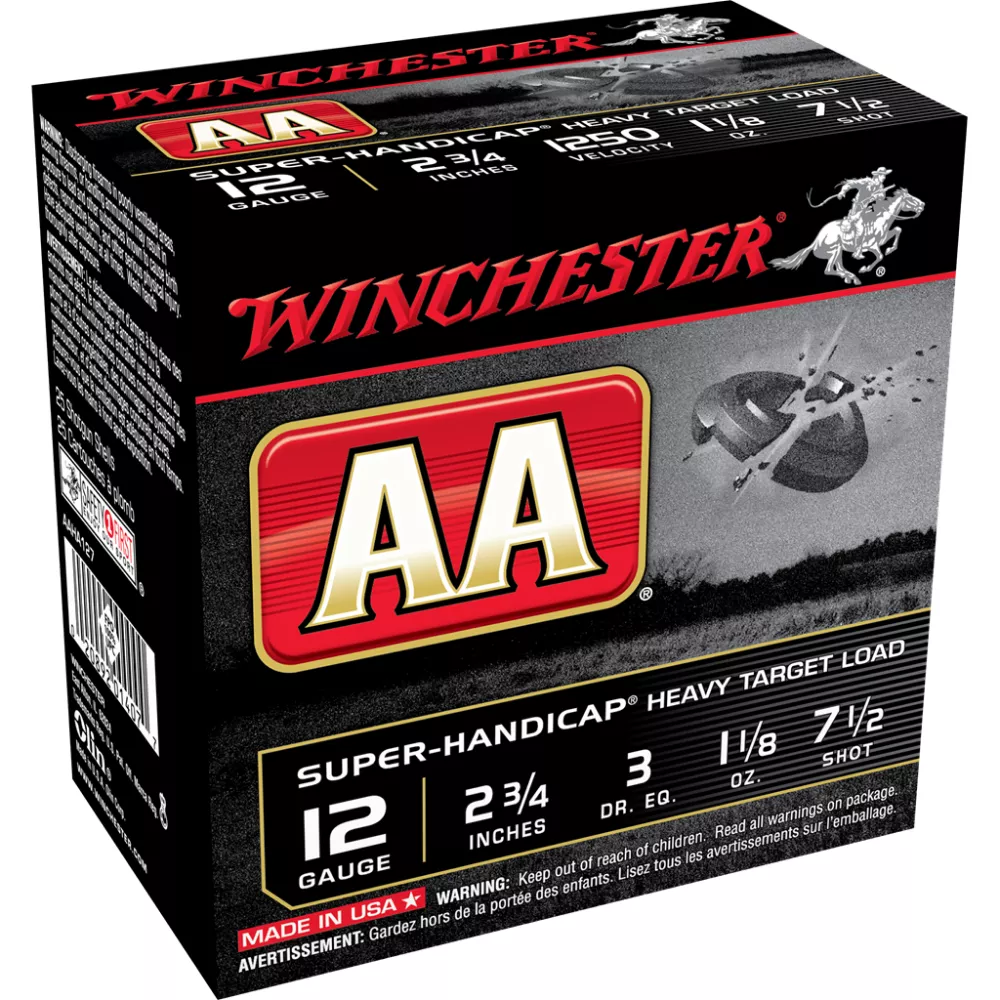 Winchester AA Target Shotshells 12ga 2-3/4″ 1-1/8oz 1250 fps #7.5 25/ct