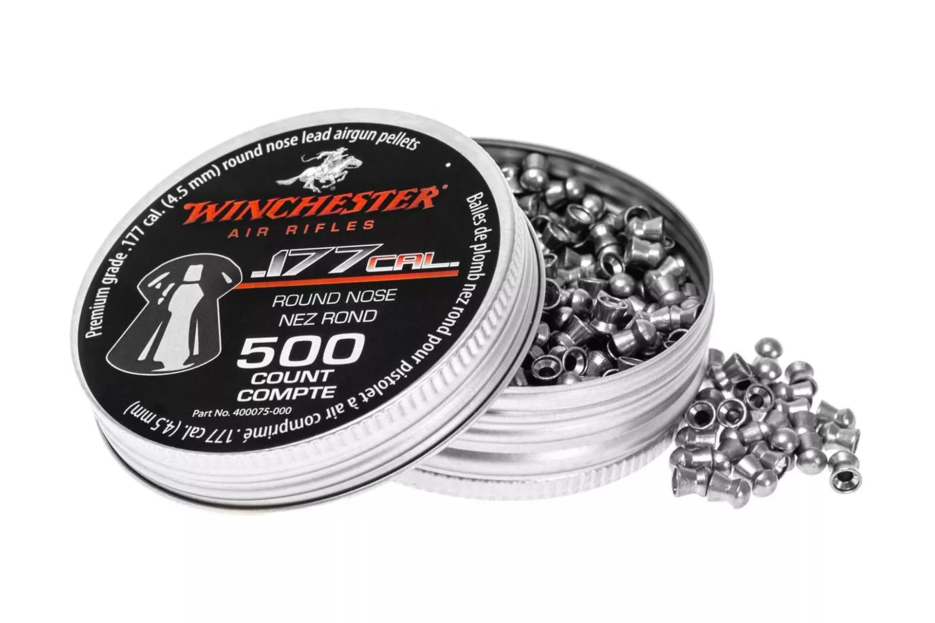Winchester Airguns .177 Cal. Round Nose Pellets – 500 count Tin – 987419-406