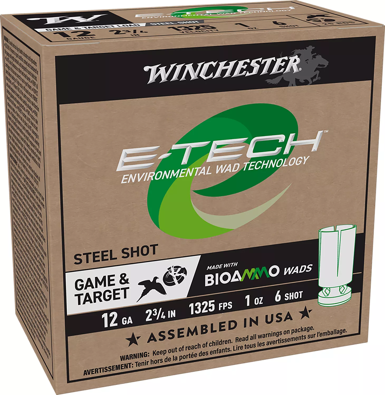 Winchester Ammo WCL12S6 E-Tech12Gauge 2.75" 1oz 6Shot 25 Per Box/10 Case