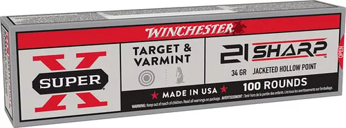 Winchester Ammo X21JHP Super X21Sharp 34gr Jacketed Hollow Point 100 Per Box/20 Case