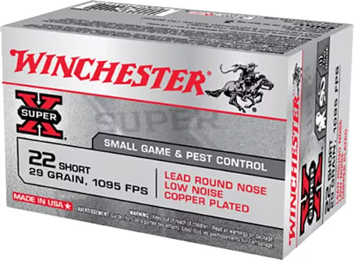 Winchester Ammo X22S Super X22Short 29gr Lead Round Nose Low Noise Copper Plated 50 Per Box/100 Case