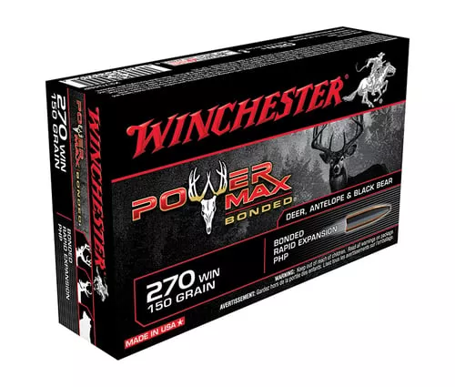 Winchester Ammo X2704BP Power Max Bonded270 Win 150 gr 2850 fps Bonded Rapid Expansion PHP 20 Bx/10 Cs