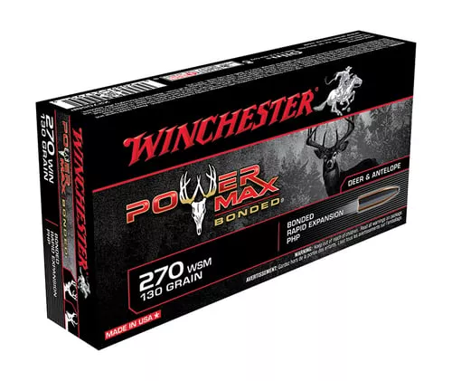 Winchester Ammo X2705BP Power Max Bonded270 Win 130 gr 3060 fps Bonded Rapid Expansion PHP 20 Bx/10 Cs