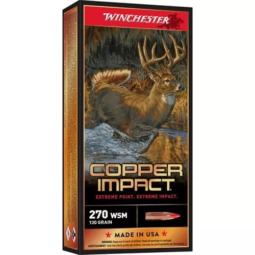 Winchester Ammo X270SDSLF Deer Season XP Copper Impact 270WSM 130gr Copper Extreme Point Lead-Free 20 Per Box/10 Case