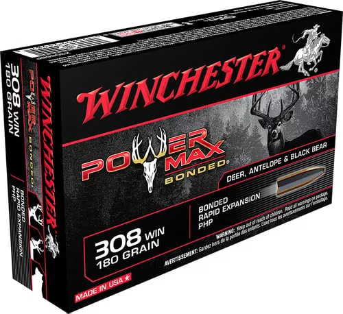 Winchester Ammo X3086BP Power Max Bonded308 Win 180 gr Bonded Rapid Expansion PHP 20 Per Box/ 10 Cs