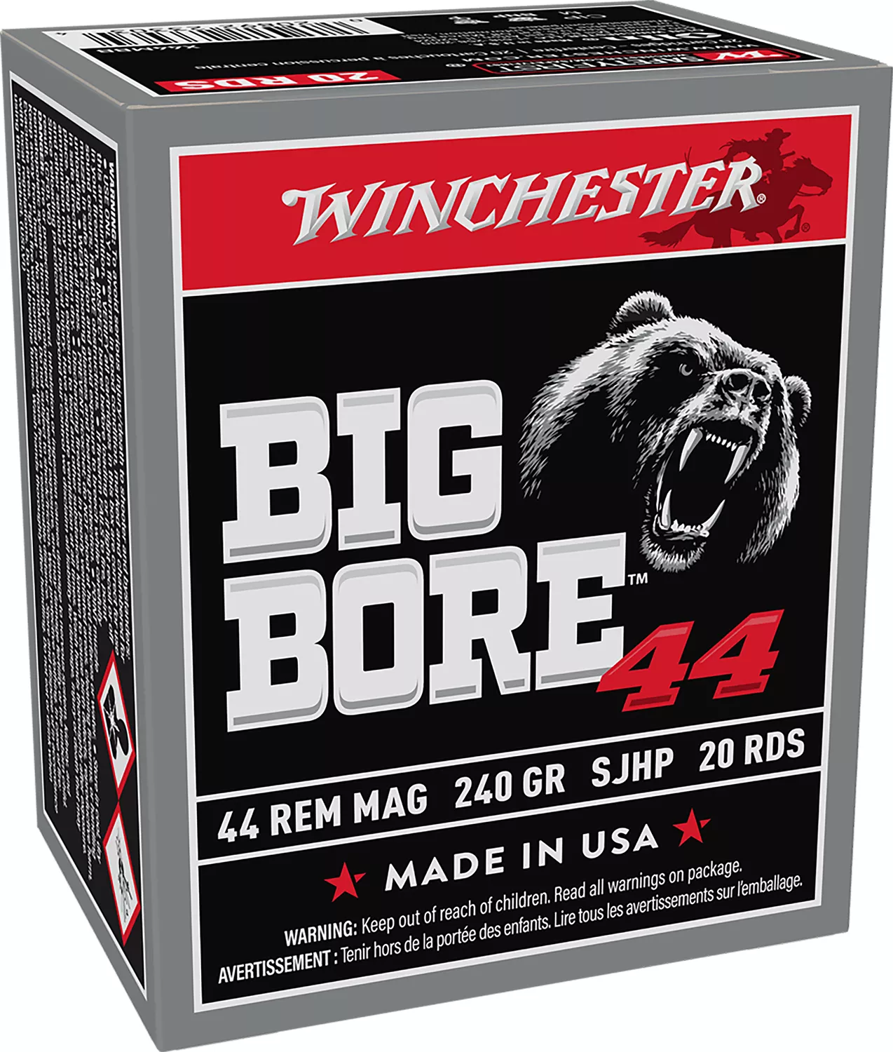 Winchester Ammo X44MBB Big Bore44RemMag 240gr Semi Jacketed Hollow Point 20 Per Box/10 Case