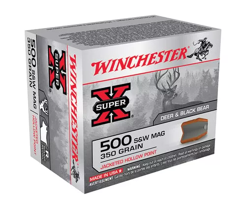 Winchester Ammo X500SW Super X500 S&W Mag 350 gr Jacketed Hollow Point 20 Per Box/ 10 Case