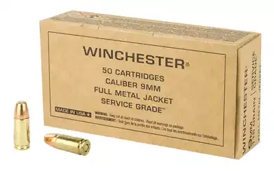 Winchester Ammunition 9mm 115gr FMJ Service Grade 50 Round