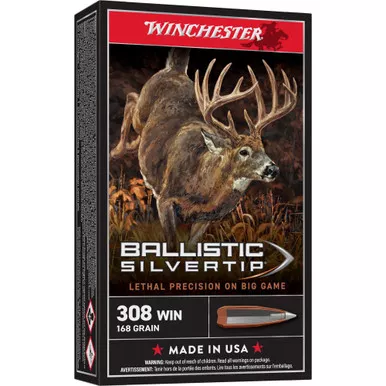 Winchester Ammunition Ballistic Silvertip, 308 Winchester, 168 Grain, 20 Round Box SBST308A