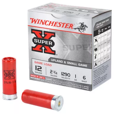 Winchester Ammunition Super-X, 12 Gauge, 2.75", Game Load, #6, 1 oz., Shotshell, 25 Round Box XU126