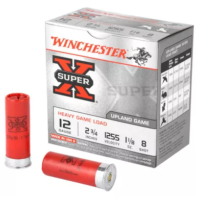 Winchester Ammunition Super-X, 12 Gauge, 2.75", Heavy Game Load, #8, 1.125 oz., Shotshell, 25 Round Box XU12H8