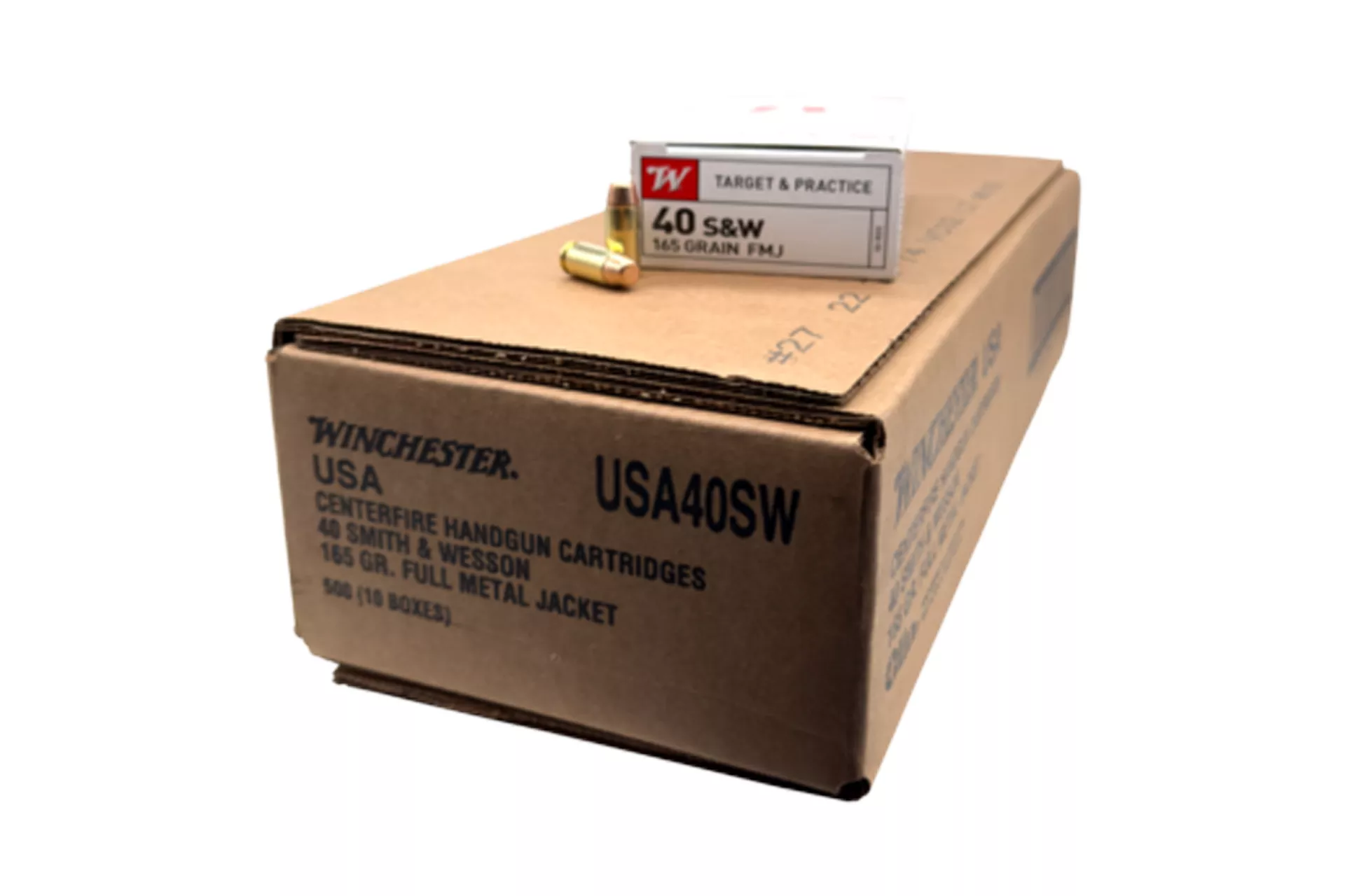 Winchester Ammunition USA 40 S&W 165 Grain FMJ Handgun Ammo – 500 round case – USA40SW