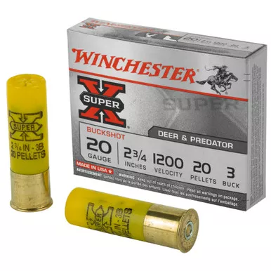 Winchester Ammunition Winchester Ammunition Super-X Power Point 20 Gauge Buckshot – 3 Buckshot Pellets, 2.75 Inch Shells