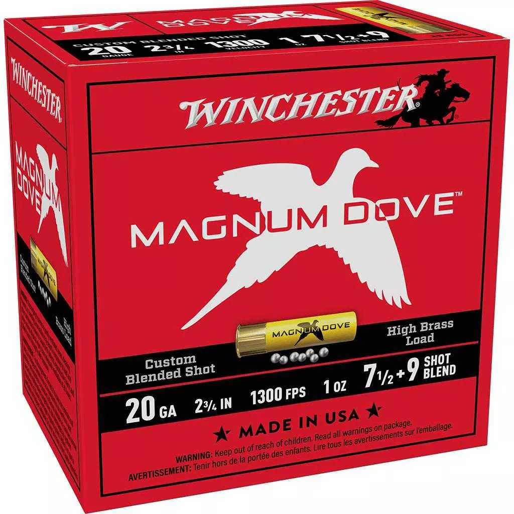 Winchester Magnum Dove Shotshell 20ga 2-3/4″ 1oz 1300 fps #7&9 25/ct