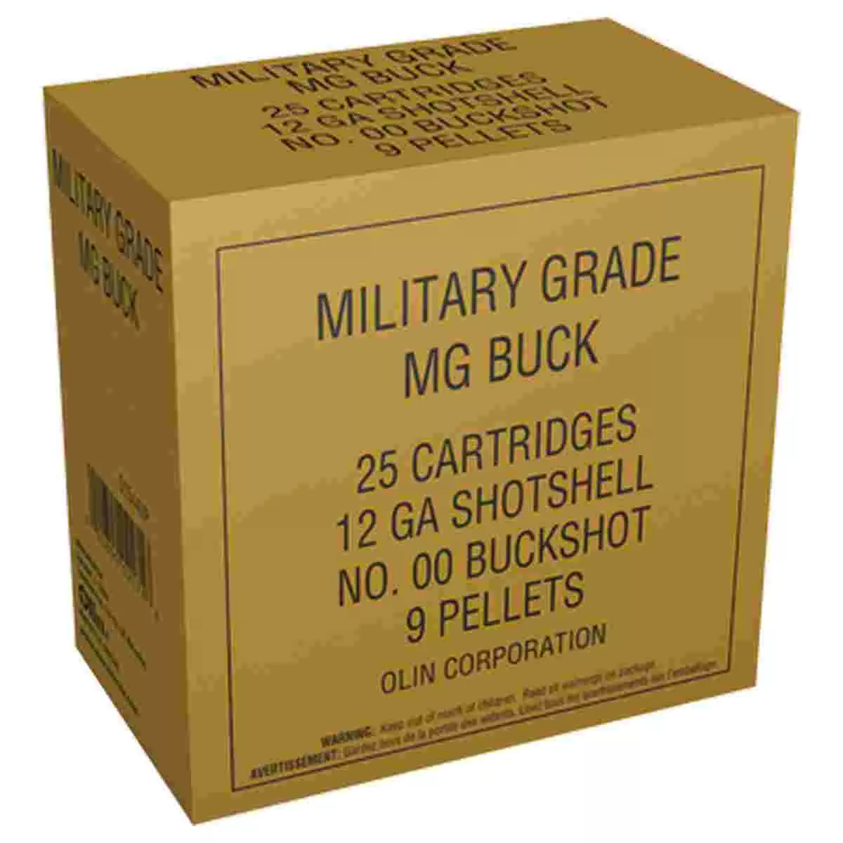Winchester Military Grade Shotshells 12 ga 2-3/4″ 9 plts #00 25/ct