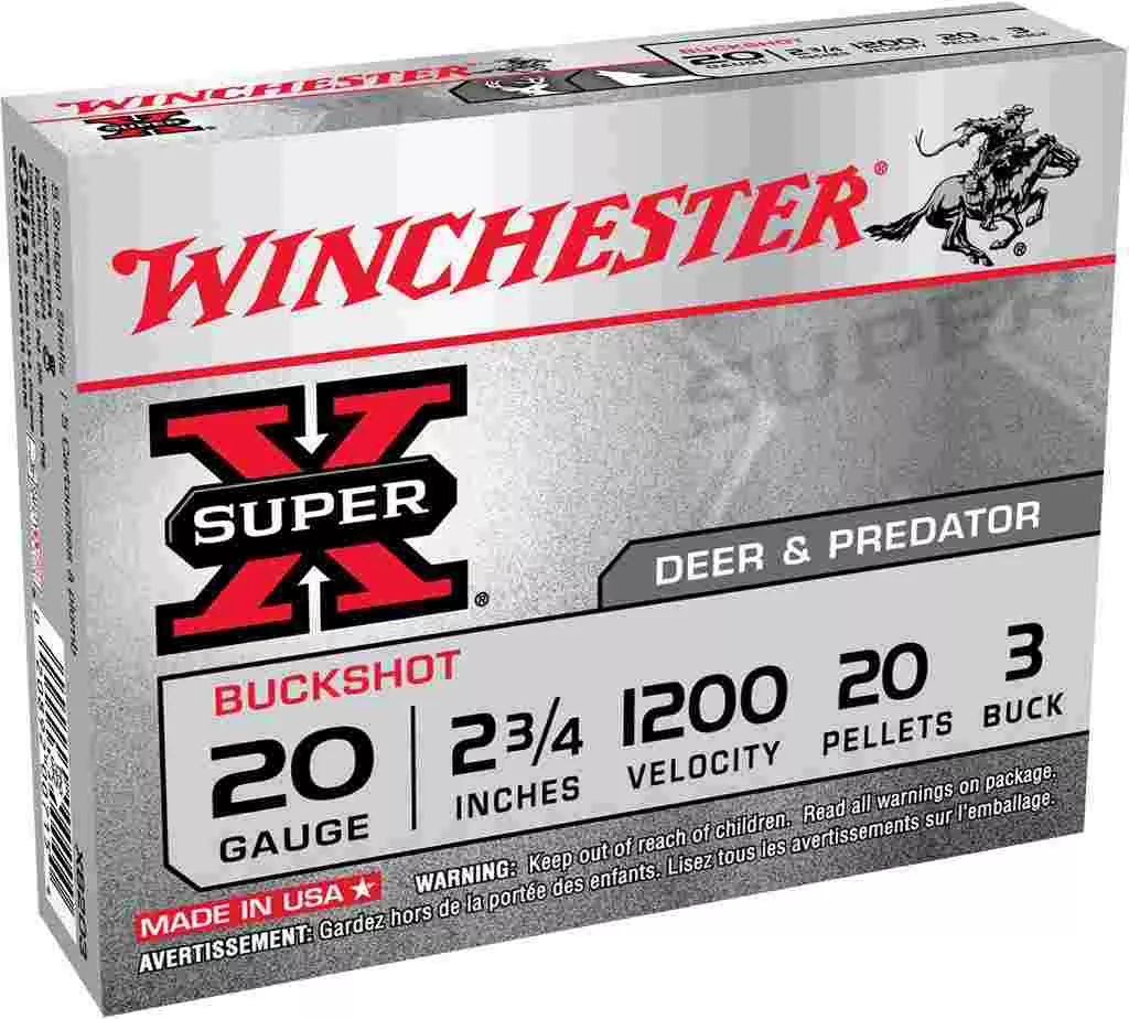 Winchester Super X Buckshot Shotshells 20 ga 2-3/4″ 1200 fps #3 15/ct