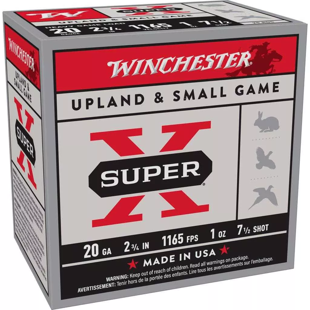Winchester Super-X Heavy Game Shotshells 20 ga 2-3/4″ 1 oz 1165 fps #7.5 25/ct
