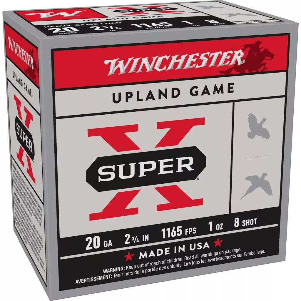 Winchester Super-X Heavy Game Shotshells 20 ga 2-3/4″ 1 oz 1165 fps #8 25/ct