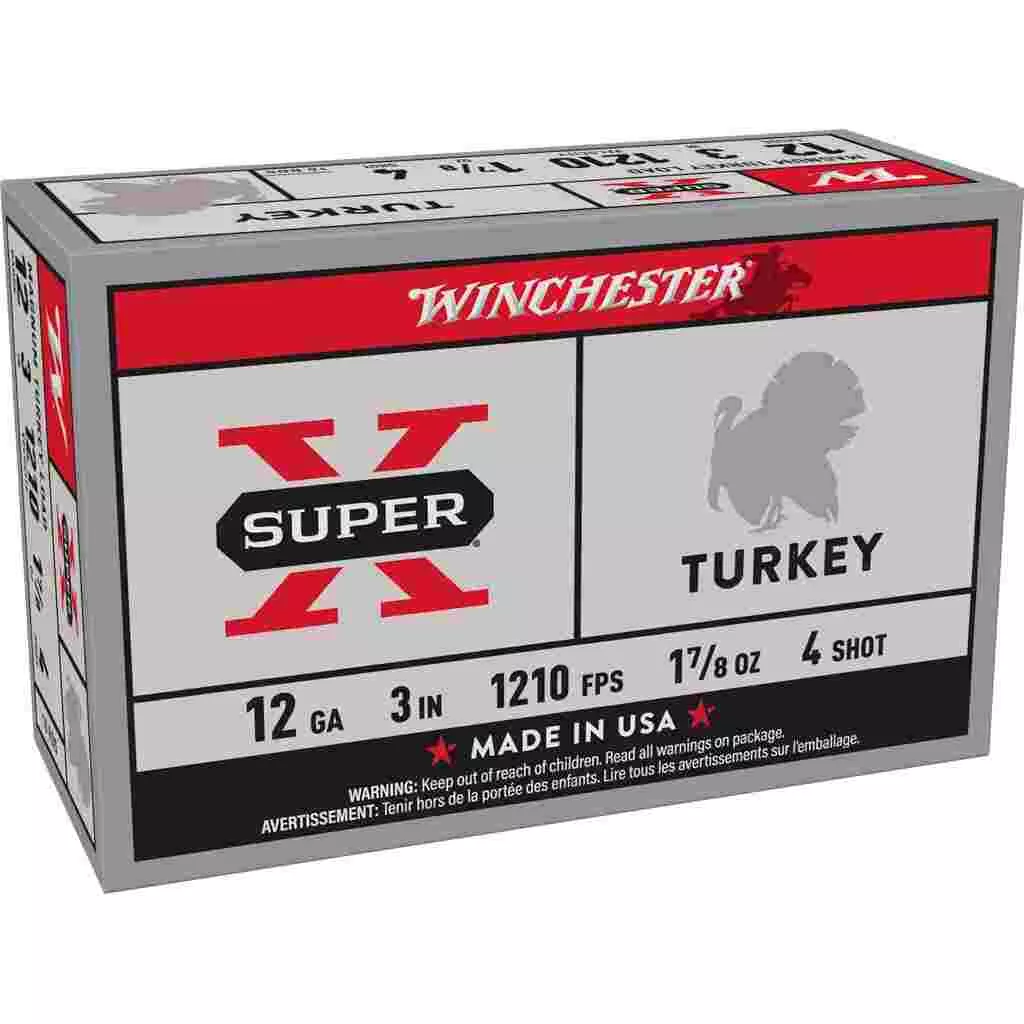Winchester Super-X Turkey Loads Shotshells 12ga 3″ 1-7/8 oz 1210 fps #4 10/ct