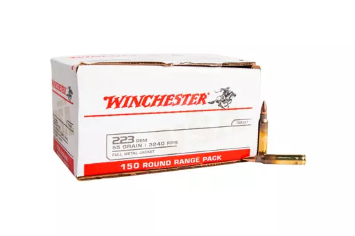 Winchester W223150 USA .223 Ammo 55 Grain FMJ USA White Box Rifle Ammo – 600 Rounds – W223150