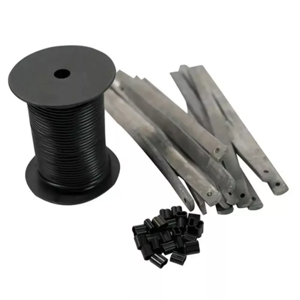Zink Decoy Rigging Kit with 200′ PVC Decoy Line 4 oz Strap Weights (12) Line Crimps (24)